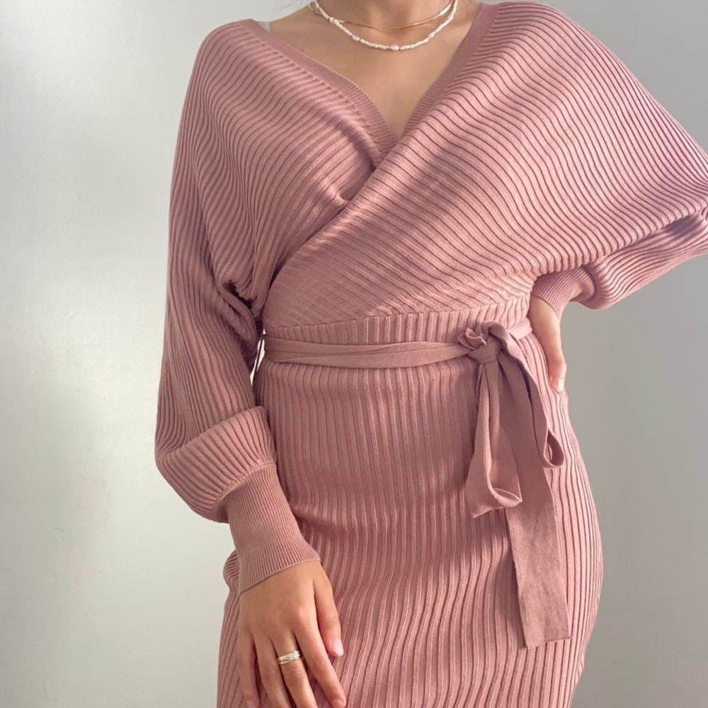 Cozy & Warm Long Sleeve Mauve Knit Dress Size Small